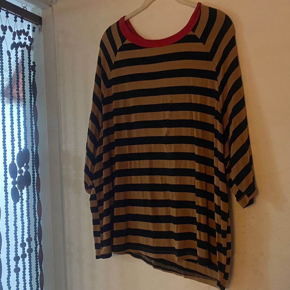 Striped Black and Tan Women's Blouse